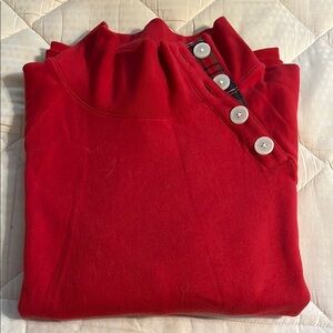 J. Crew Red Button-Up Sweatshirt
